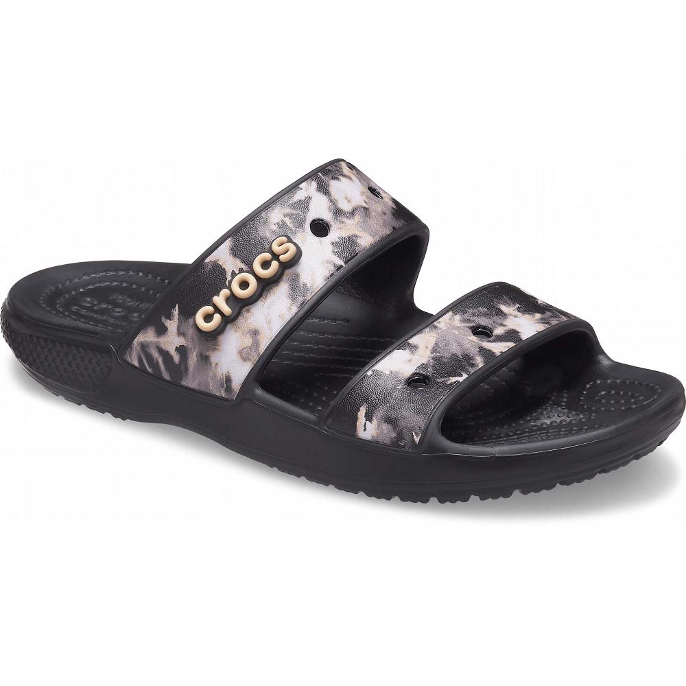 Black Women's Crocs Classic Bleach Dye Sandals | NZ 0563JPQJ
